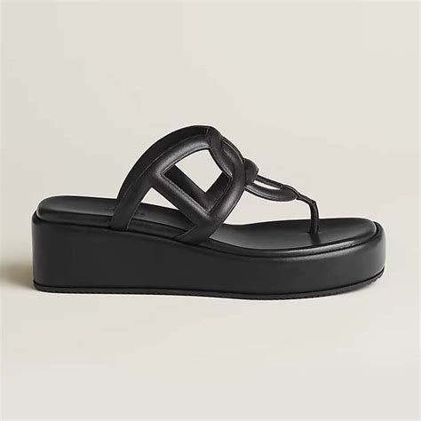 hermes gipsy|HERMES Nappa Gipsy Sandals 39 Black .